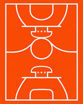 Bold Orange Geometric Court Rug