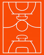 Bold Orange Geometric Court Rug