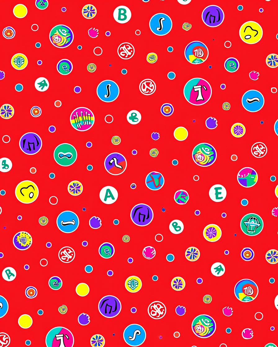 Red Whimsical Alphabet Circles Rug
