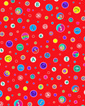 Red Whimsical Alphabet Circles Rug