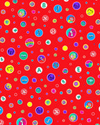Red Whimsical Alphabet Circles Rug