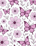 Pink Butterflies and Flowers Artwork Rug