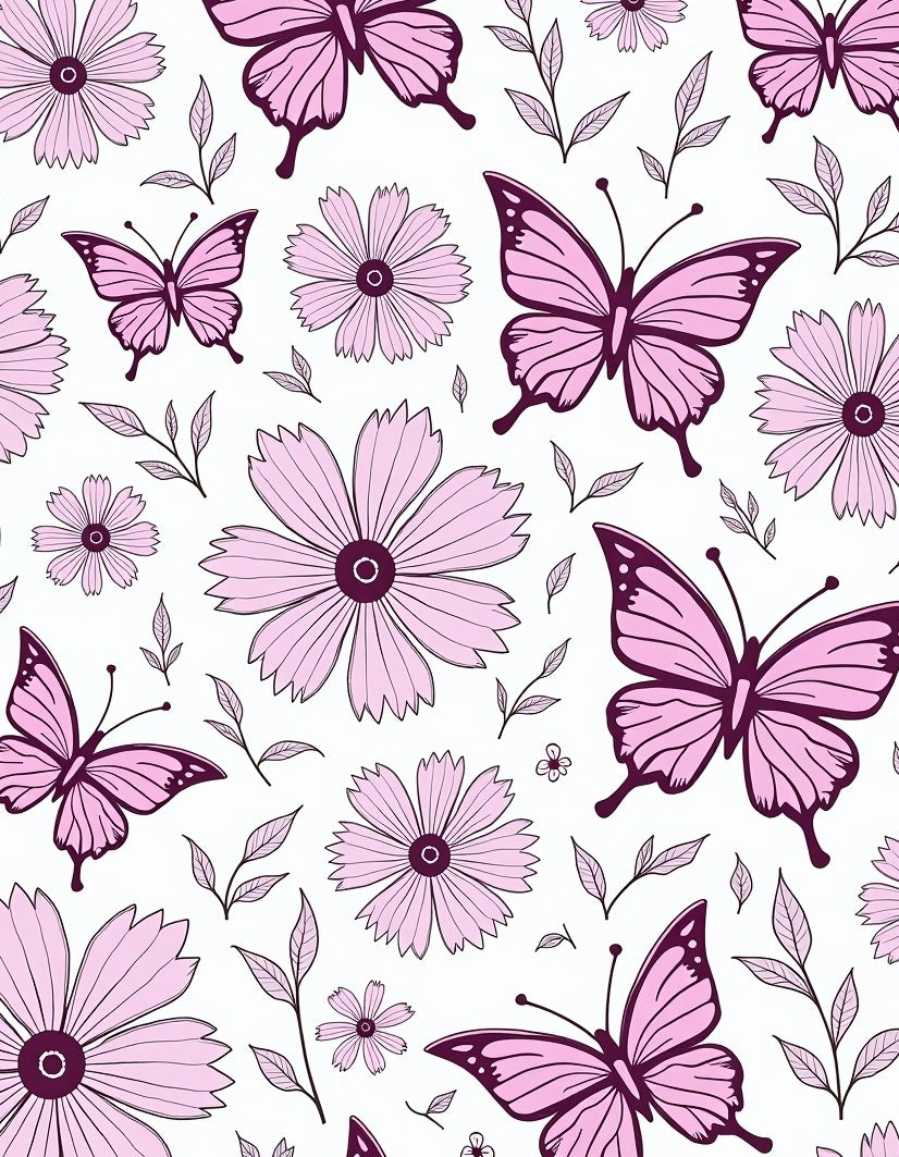 Pink Butterflies and Flowers Artwork Rug
