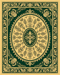 Emerald Gold Floral Border Medallion Rug