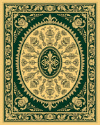 Emerald Gold Floral Border Medallion Rug