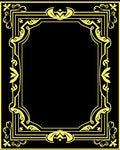 Golden Art Nouveau Floral Frame Rug