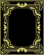 Golden Art Nouveau Floral Frame Rug