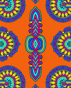 Vibrant Orange Mandala Medallion Fabric Rug