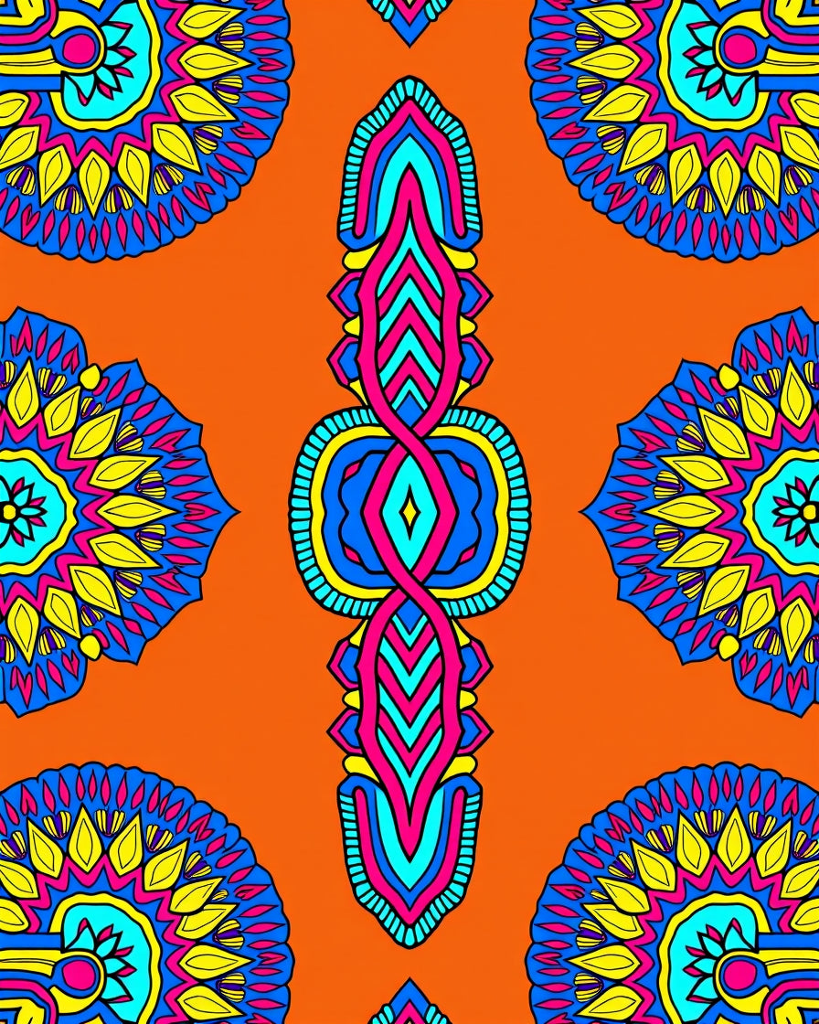 Vibrant Orange Mandala Medallion Fabric Rug