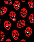 Fierce Red Scary Face Collage Rug