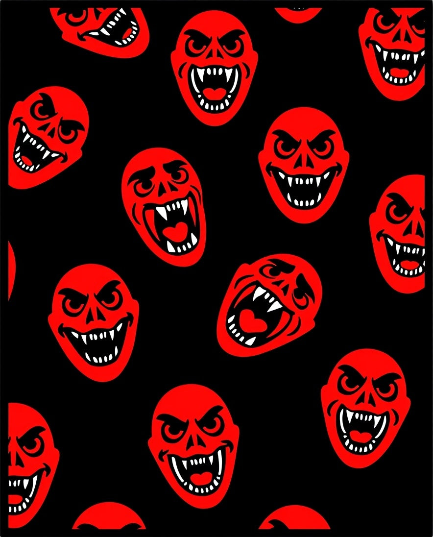 Fierce Red Scary Face Collage Rug