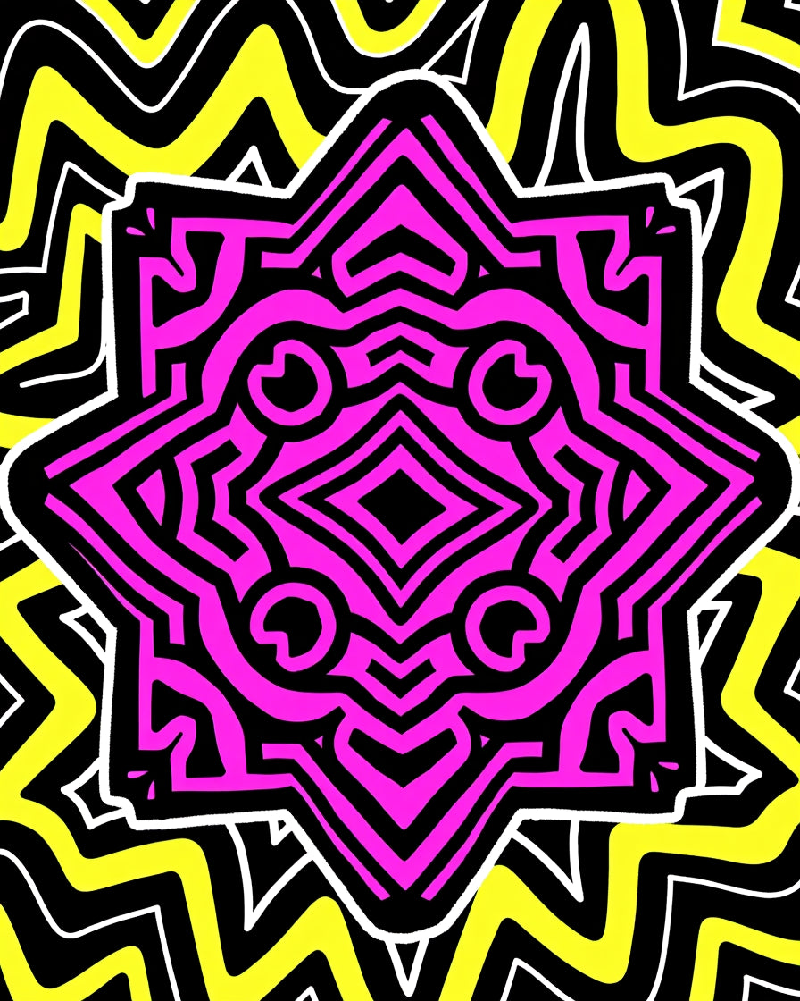 Vibrant Pink Geometric Starburst Background Rug