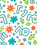 Retro Teal Orange Floral Leaves Rug