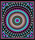 Vibrant Pink Teal Swirl Mandala Rug