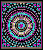 Vibrant Pink Teal Swirl Mandala Rug