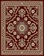 Crimson Cream Floral Ornamental Rug