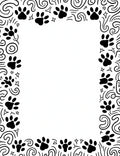 Black Paw Print Swirl Border Rug