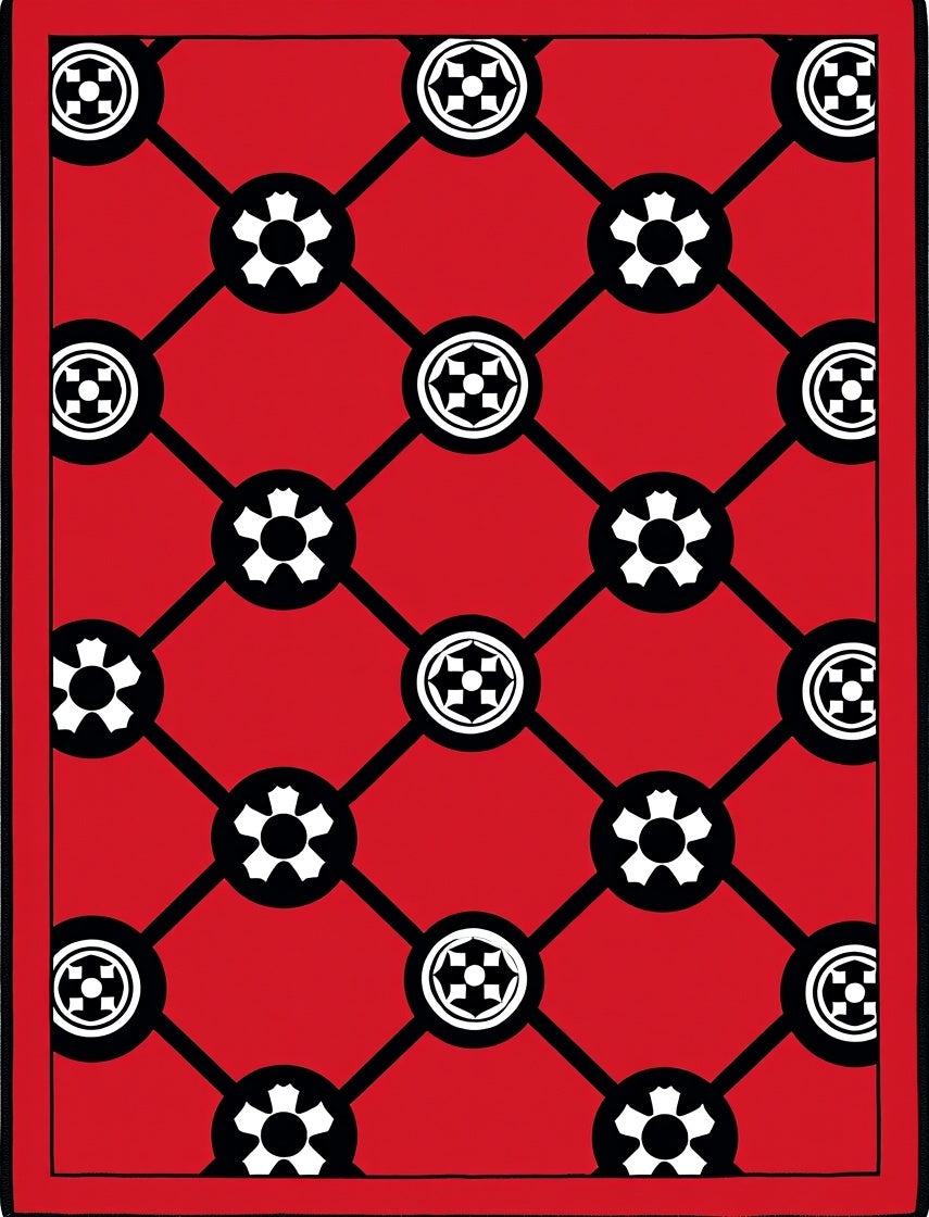 Crimson Lattice Floral Medallion Rug