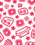 Playful Pink Star and Emblem Scatter Rug