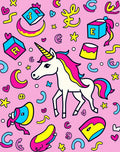 Whimsical Unicorn Hearts Cresents Stars Rug