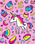 Whimsical Unicorn Hearts Cresents Stars Rug