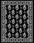 Black and white treble clef notes Rug