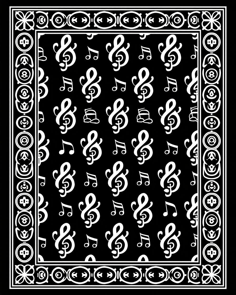Black and white treble clef notes Rug