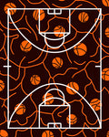Orange Basketball Court Outline Rug