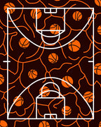 Orange Basketball Court Outline Rug