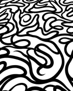 Bold Black Swirls Abstract Rug