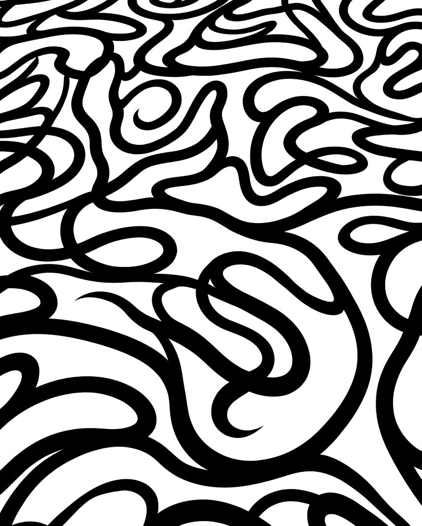 Bold Black Swirls Abstract Rug