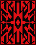 Bold Red Geometric Abstract Fragment Rug