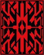 Bold Red Geometric Abstract Fragment Rug