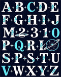 Cosmic Alphabet Celestial Blue Rug
