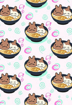Cute Twin Animals Ramen Bowl Rug