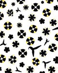 Bold Black Yellow Geometric Flower Rug