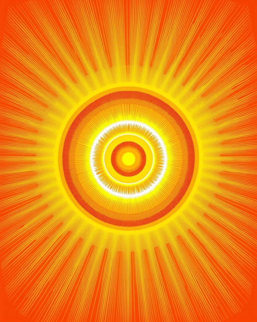 Radiant Orange Yellow Sunburst Rug