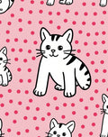 Pink Polka Dot White Cat Friends Rug