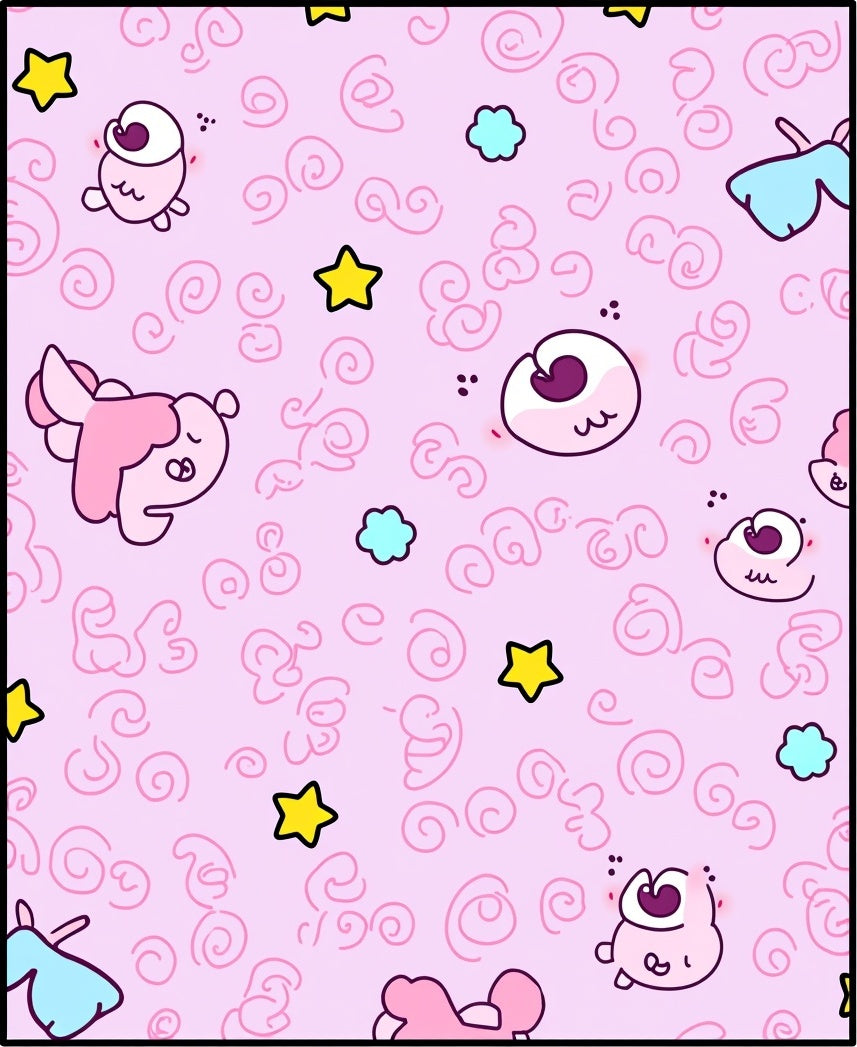 Cute Pink Kawaii Creatures Star Cloud Rug