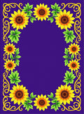 Golden Sunflowers on Royal Purple Border Rug