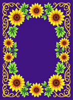 Golden Sunflowers on Royal Purple Border Rug