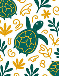 Teal Turtle Underwater Floral Swirls Rug
