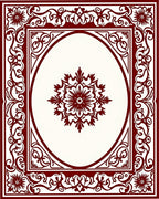 Deep Red Floral Oval Traditional Rug