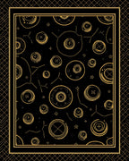 Golden Celestial Orbs Black Rug