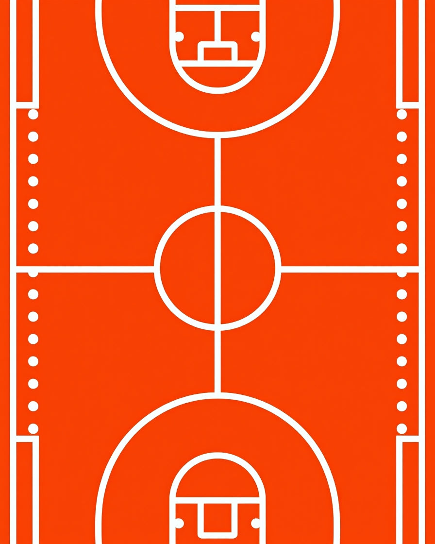 Orange White Court Lines Rug