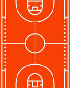 Orange White Court Lines Rug