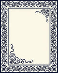 Navy Ivory Curvilinear Border Rug