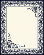 Navy Ivory Curvilinear Border Rug
