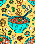 Whimsical Noodle Bowl Graphic Rug