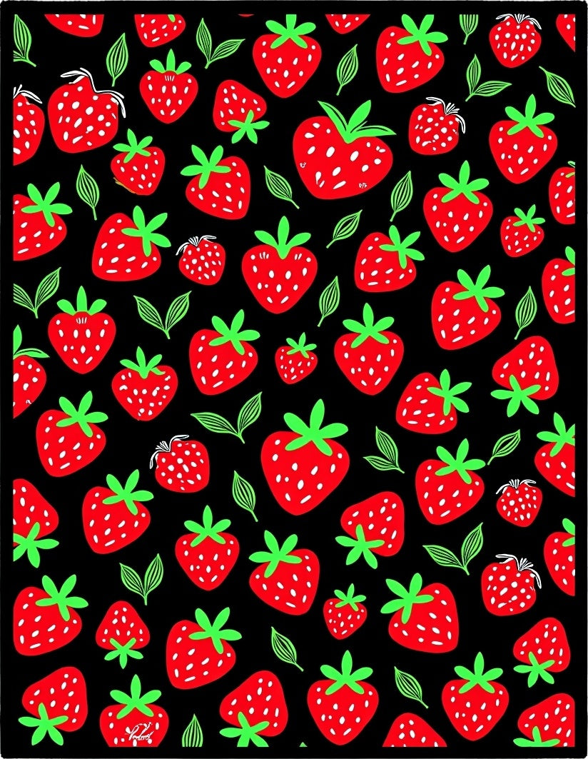 Whimsical Red Strawberry Garden Rug